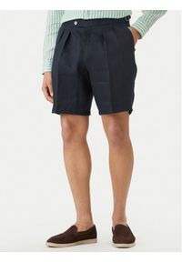 BOSS Szorty materiałowe H-Perin 50561858 Granatowy Tapered Fit. Kolor: niebieski. Materiał: len #1