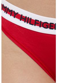 TOMMY HILFIGER - Tommy Hilfiger Stringi kolor czerwony. Kolor: czerwony. Materiał: bawełna
