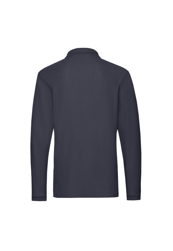 FRUIT OF THE LOOM - Męska Koszulka Polo Premium Z Długim Rękawem. Typ kołnierza: polo. Kolor: niebieski. Długość rękawa: długi rękaw. Długość: długie