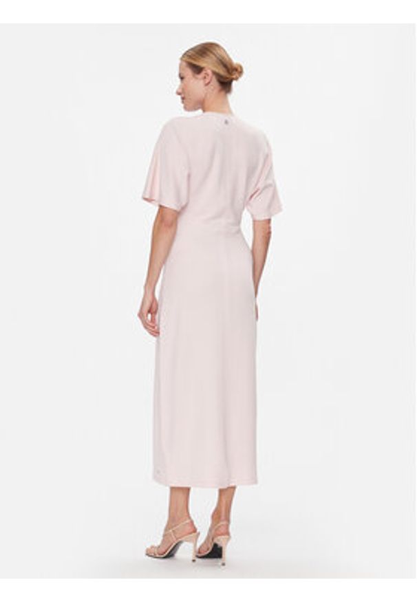 TOMMY HILFIGER - Tommy Hilfiger Sukienka koktajlowa Shiny Interlock C-Nk Ss WW0WW40732 Różowy Slim Fit. Kolor: różowy. Materiał: bawełna. Styl: wizytowy