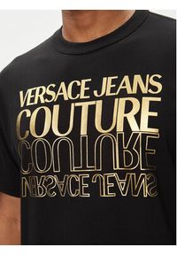 Versace Jeans Couture T-Shirt 76GAHT10 Czarny Regular Fit. Kolor: czarny. Materiał: bawełna