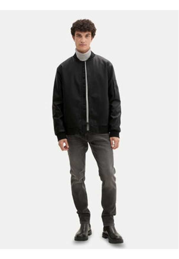 Tom Tailor Denim Kurtka z imitacji skóry 1041780 Czarny Regular Fit. Kolor: czarny. Materiał: skóra