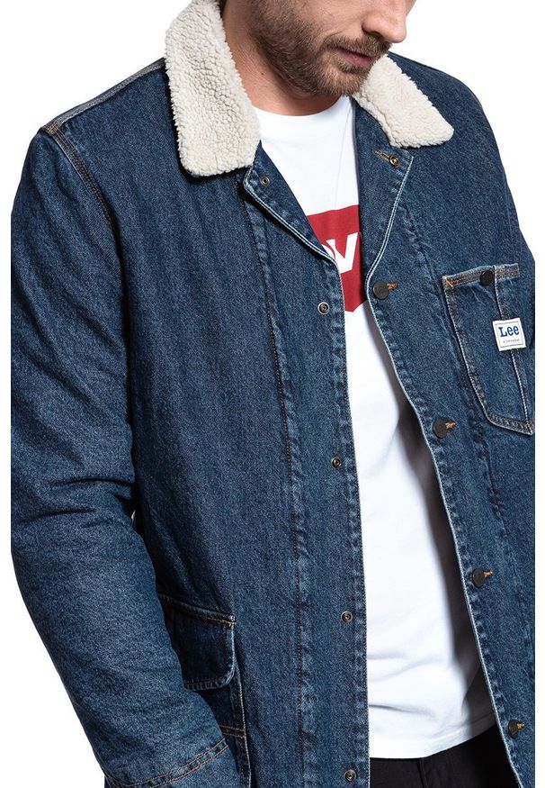 Lee - KURTKA ZIMOWA LEE LONG LOCO SHERPA DARK WORN L88KRDEP 112123740. Materiał: jeans, materiał. Sezon: zima