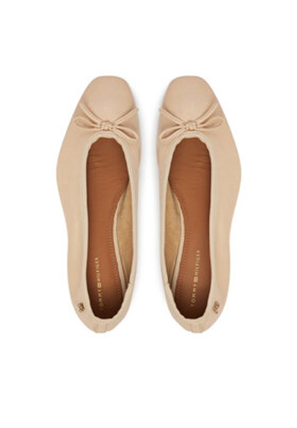 TOMMY HILFIGER - Tommy Hilfiger Baleriny Soft Leather Ballerina Bow FW0FW08355 Różowy. Kolor: różowy. Materiał: skóra