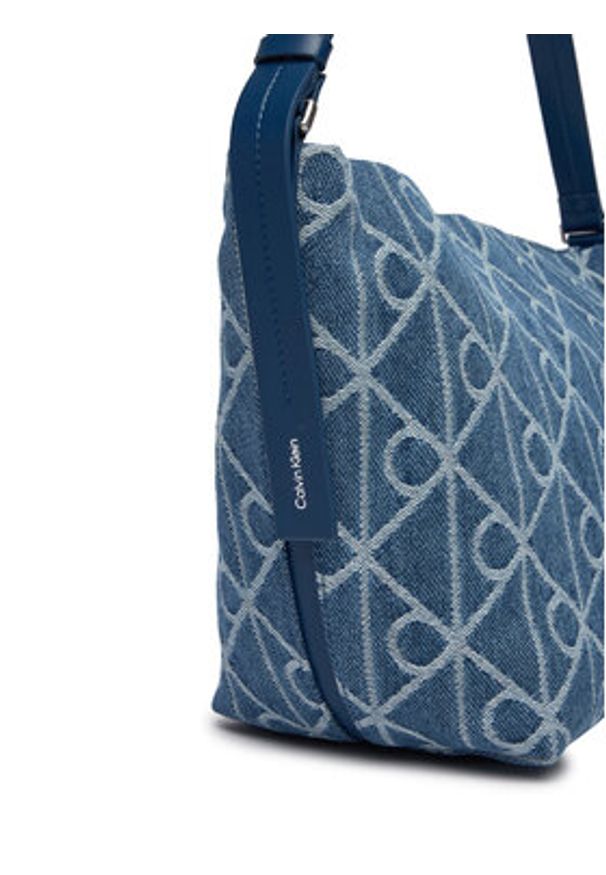 Calvin Klein Torebka Emblem Aop Denim Bucket LV04F3432G Niebieski. Kolor: niebieski