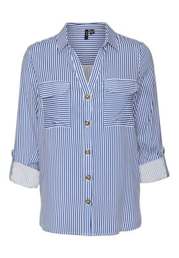 Vero Moda Koszula Bumpy 10275283 Niebieski Regular Fit. Kolor: niebieski. Materiał: wiskoza