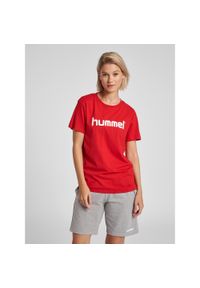 Koszulka sportowa z krótkim rękawem damska Hummel Cotton Logo. Kolor: czerwony, wielokolorowy, różowy. Długość rękawa: krótki rękaw. Długość: krótkie #1