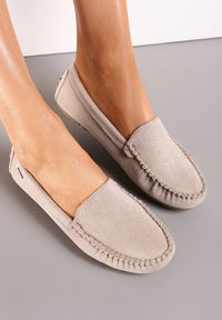 Born2be - Beżowe Mokasyny Elvire. Zapięcie: bez zapięcia. Kolor: beżowy. Materiał: skóra, jeans. Styl: klasyczny, elegancki #2