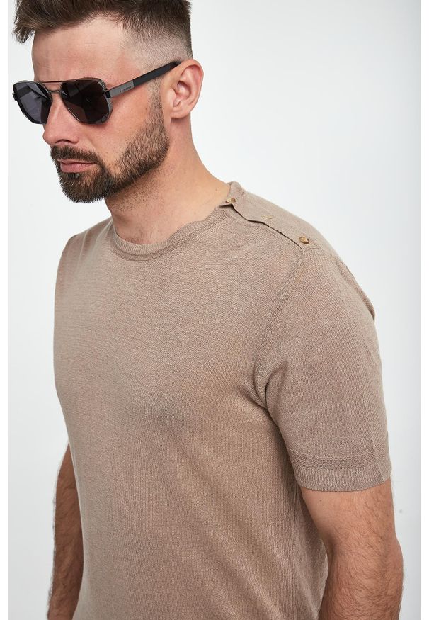 Liu Jo - T-shirt męski lniany LIU JO. Materiał: len