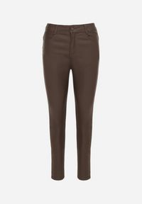 Born2be - Ciemnobrązowe Spodnie Skinny Push Up Zami. Kolekcja: plus size. Kolor: brązowy