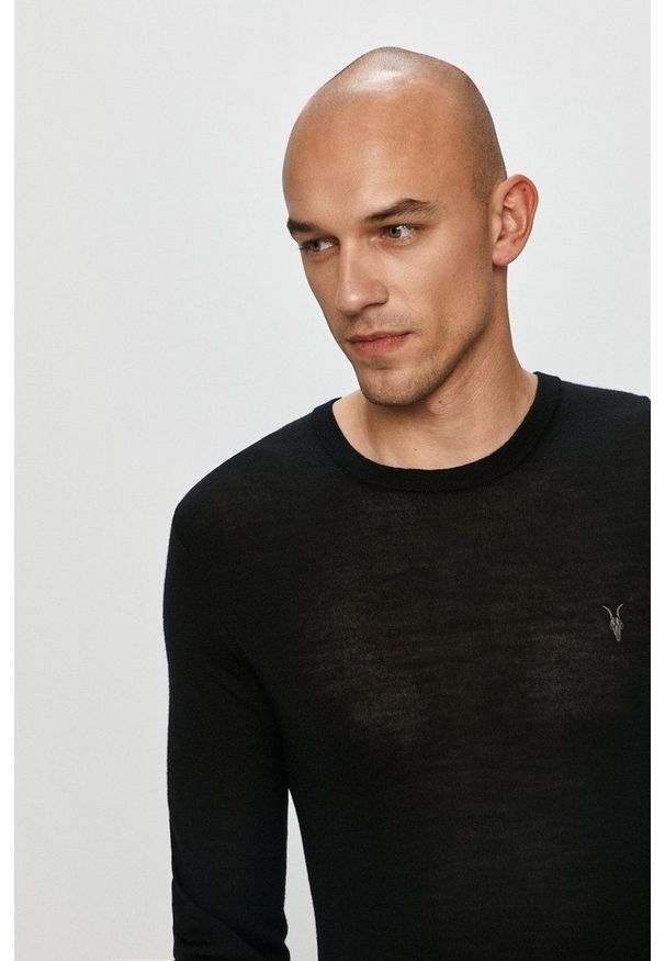 AllSaints - Sweter Mode Merino Crew. Kolor: czarny. Materiał: dzianina. Długość rękawa: długi rękaw. Długość: długie