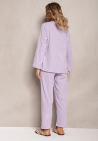 Renee - Fioletowy Komplet Piżamowy 2-Częściowy Bluza i Spodnie z Gumką w Pasie Jendara. Kolor: fioletowy. Materiał: tkanina #2