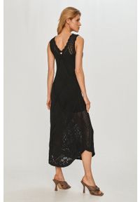 TwinSet - Twinset - Sukienka. Kolor: czarny. Materiał: dzianina. Wzór: gładki, haft. Typ sukienki: rozkloszowane #2