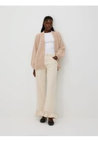 Reserved - Kardigan z wełną alpaki - beżowy. Kolor: beżowy. Materiał: wełna