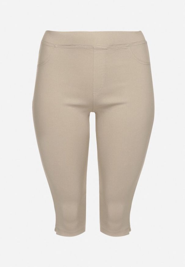 Born2be - Beżowe Spodnie z Bawełny o Kroju Capri Dolonisa. Okazja: na co dzień. Kolor: beżowy. Materiał: bawełna. Styl: młodzieżowy, casual, elegancki