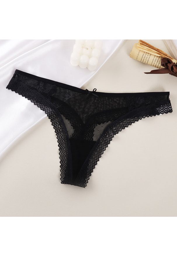 Intica - Koronkowe figi z wycięciami elegancki styl codzienny i okazjonalny Hilal. Kolor: czarny. Materiał: koronka. Wzór: koronka