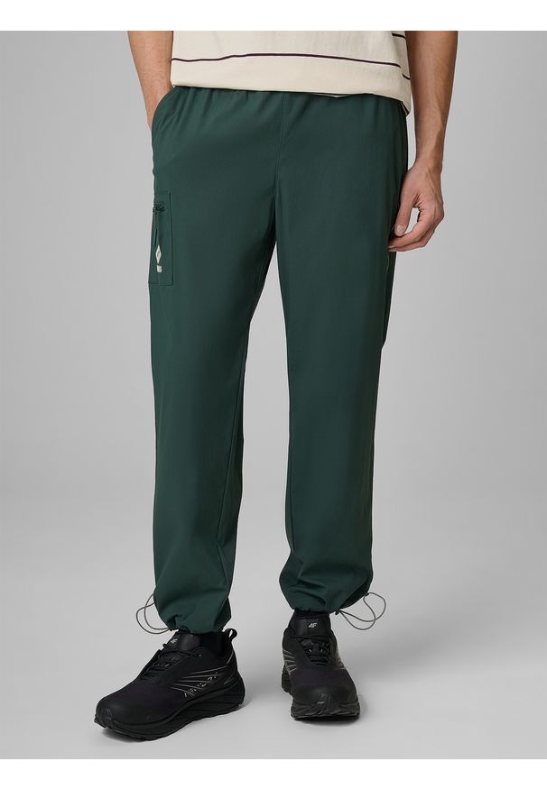 4f - 4F Spodnie casual joggery męskie - zielone S. Okazja: na co dzień. Kolor: zielony. Materiał: tkanina, materiał. Styl: casual