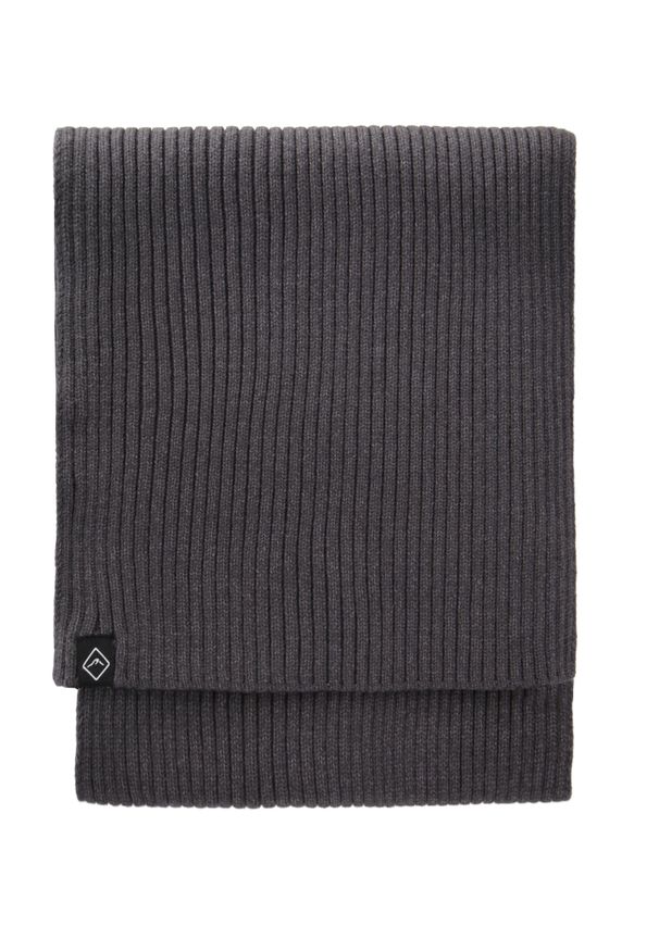 Volcano - Prążkowany szalik H-KENNY. Kolor: szary. Materiał: prążkowany. Sezon: zima. Styl: klasyczny, elegancki