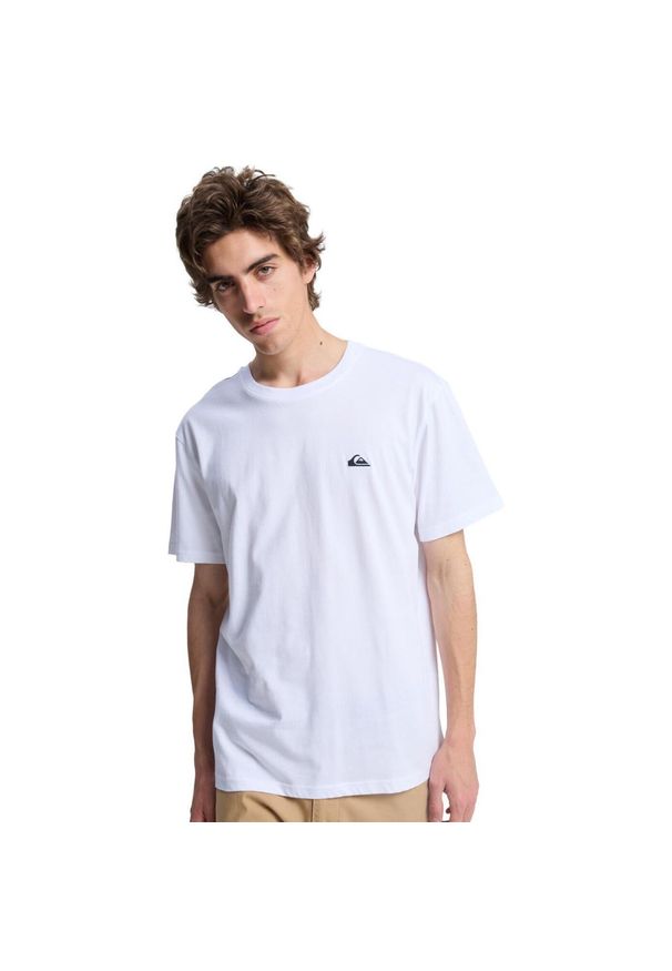 Quiksilver - Koszulka z krótkim rękawem BASIC męska. Kolor: biały. Materiał: materiał, bawełna. Długość rękawa: krótki rękaw. Długość: krótkie. Wzór: haft