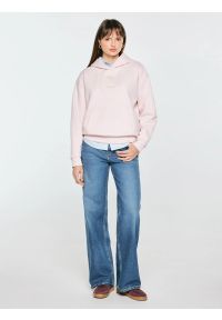 Big-Star - bluza damska z kapturem i haftowanym logo różowa afraja 600. Typ kołnierza: kaptur. Kolor: różowy. Materiał: dzianina. Wzór: haft #2