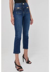Elisabetta Franchi jeansy damskie high waist. Stan: podwyższony. Kolor: niebieski