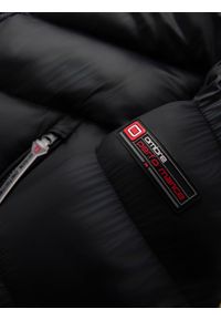 Ombre Clothing - Nowoczesna pikowana kurtka męska z łączonych materiałów – czarna V1 - Rozmiar: XL. Typ kołnierza: kołnierzyk stójkowy. Kolor: czarny. Materiał: materiał. Długość: długie #3