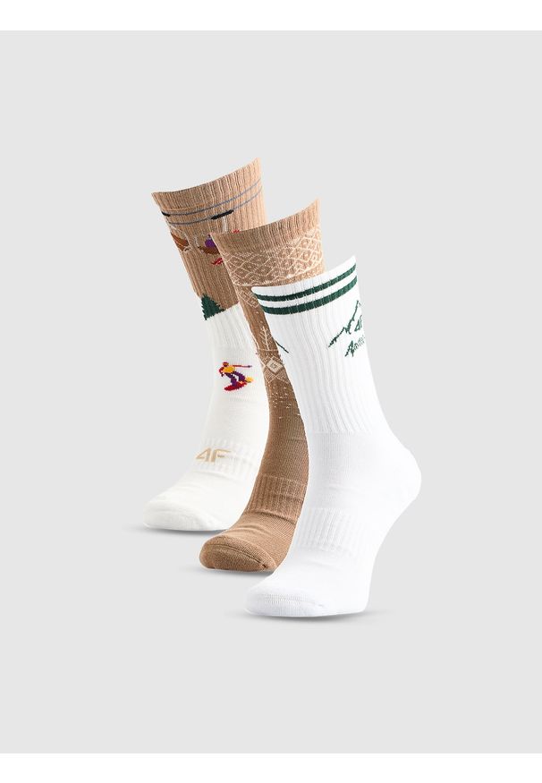 4f - 4F Skarpetki świąteczne długie (3-pack) damskie - multikolor 35-38. Kolor: wielokolorowy. Materiał: bawełna, dzianina