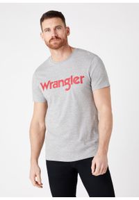 Wrangler - MĘSKI T-SHIRT WRANGLER SS LOGO TEE MID GREY W7M0D3XTT