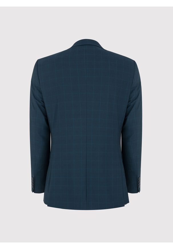 Pako Lorente - PAKO LORENTE – Granatowa marynarka garniturowa w delikatną niebieską kratkę. Kolor: niebieski. Materiał: poliester, elastan, wiskoza. Wzór: kratka