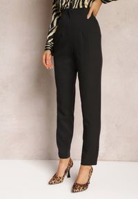 Renee - Czarne Spodnie Cygaretki High Waist Molfi. Okazja: do pracy, na spotkanie biznesowe. Stan: podwyższony. Kolor: czarny. Materiał: jedwab. Wzór: aplikacja, bez wzorów. Styl: elegancki, wizytowy, biznesowy #3