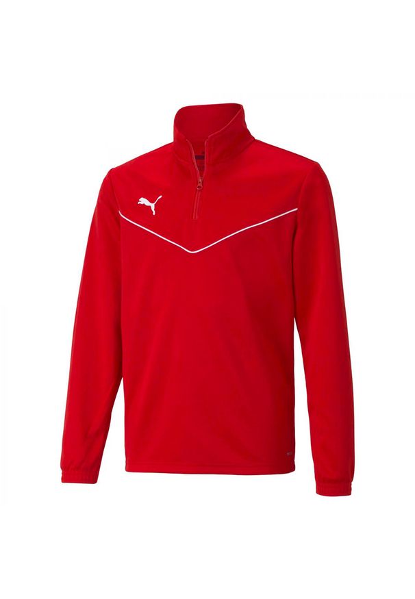 Puma Teamrise 1/4 Zip Top Jr Czerwona Bluza Dzieci. Kolor: czerwony, biały, wielokolorowy