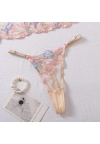 Intica - Komplet bielizny z gorsetowym biustonoszem i haftem na romantyczne wieczory Senija. Kolor: beżowy. Materiał: materiał. Wzór: haft #5