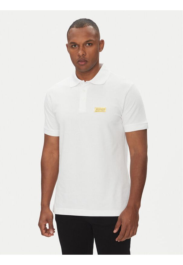 Versace Jeans Couture Polo 78GAGT08 Biały Regular Fit. Typ kołnierza: polo. Kolor: biały. Materiał: bawełna