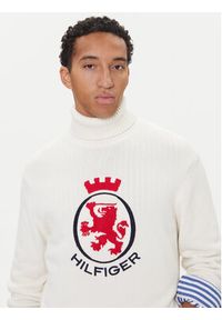 TOMMY HILFIGER - Tommy Hilfiger Golf MW0MW41482 Écru Regular Fit. Typ kołnierza: golf. Materiał: bawełna #4