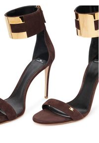 Elisabetta Franchi Sandały SA-91L-62E2-V600 Brązowy ciemny. Kolor: brązowy. Materiał: skóra, zamsz #5
