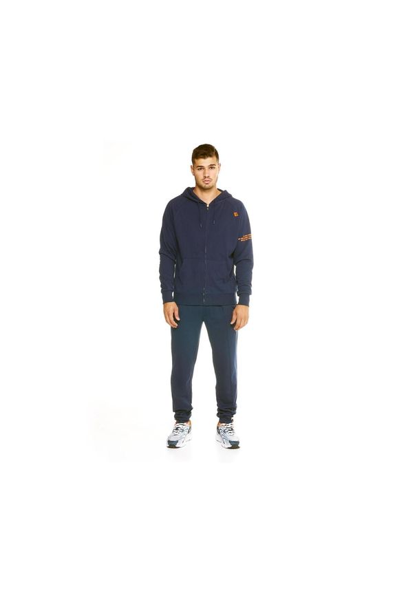 LEONE 1947 APPAREL - Męski dres Leone z kapturem i pełnym zamkiem błyskawicznym. Kolor: niebieski. Materiał: dresówka. Sport: fitness