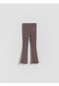 Reserved - Legginsy flare - brązowy. Kolor: brązowy. Materiał: bawełna #1