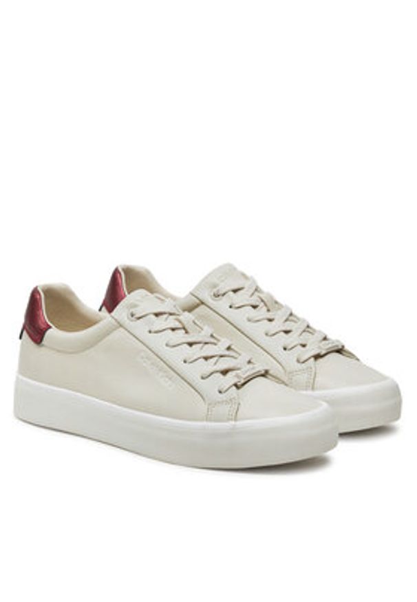 Calvin Klein Sneakersy Vulc Lace Up Saff Fox W/Met Bt HW0HW02104 Beżowy. Kolor: beżowy. Materiał: skóra