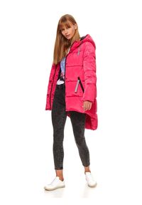 TOP SECRET - Pikowana kurtka z odblaskowymi taśmami. Kolor: różowy. Sezon: zima, jesień #1