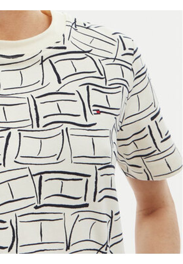 TOMMY HILFIGER - Tommy Hilfiger T-Shirt WW0WW49646 Biały Boxy Fit. Kolor: biały. Materiał: bawełna
