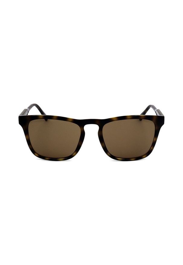 Calvin Klein okulary przeciwsłoneczne męskie kolor brązowy. Kształt: prostokątne. Kolor: brązowy