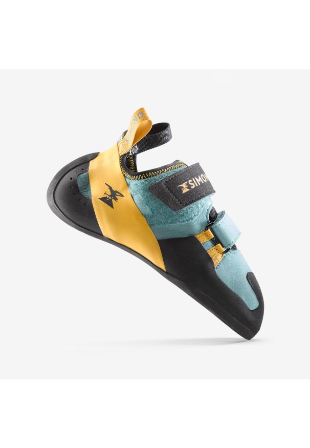 SIMOND - Buty wspinaczkowe damskie Simond Vertika. Zapięcie: rzepy. Kolor: żółty, wielokolorowy, niebieski, brązowy. Materiał: guma, mesh