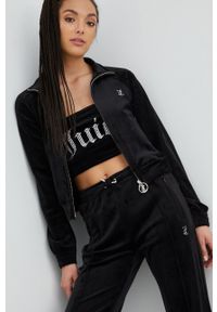Juicy Couture bluza damska kolor czarny z aplikacją. Kolor: czarny. Długość rękawa: raglanowy rękaw. Wzór: aplikacja