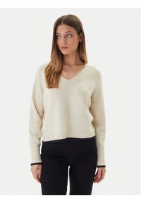 Vero Moda Sweter Aquarius 10331898 Beżowy Regular Fit. Kolor: beżowy. Materiał: syntetyk