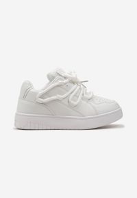 Born2be - Białe Sneakersy na Grubej Podeszwie z Ozdobnym Sznurowaniem i Perforacją Sahlle. Kolor: biały #4