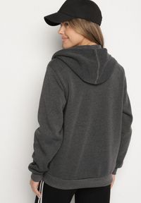 Born2be - Ciemnoszara Rozpinana Bluza z Bawełną i Kapturem Typu Oversize Diosa. Okazja: na co dzień. Kolor: szary. Materiał: bawełna. Sezon: wiosna, jesień. Styl: casual, klasyczny #4
