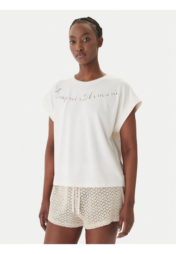 Emporio Armani T-Shirt EW000616 AF20243 U1131 Biały Regular Fit. Kolor: biały. Materiał: wiskoza