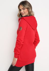 Born2be - Czerwona Bluza z Polarem i Kapturem Laissete. Typ kołnierza: kaptur. Kolor: czerwony. Materiał: polar #4