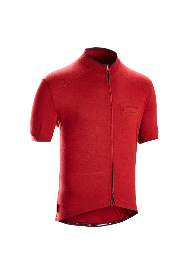 TRIBAN - Koszulka rowerowa Triban GRVL900 Merynos. Kolor: brązowy, czerwony, wielokolorowy. Materiał: wełna