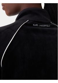 Karl Lagerfeld - KARL LAGERFELD Bluza B1W20029 Czarny Regular Fit. Typ kołnierza: dekolt w karo. Kolor: czarny. Materiał: syntetyk #5